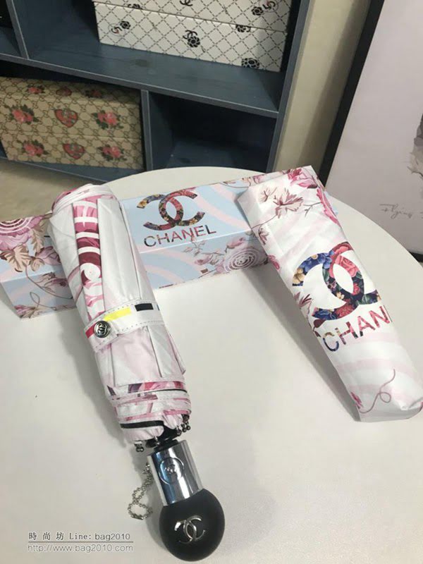 CHANEL香奈兒傘 亞太專櫃 最新款 山茶花全自動UV晴雨傘 自帶LED燈照明 防曬隔熱 防紫外線  zm1077
